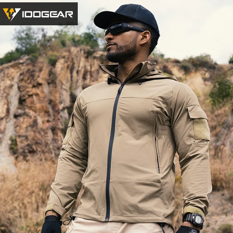Veste coupe-vent soft shell IDOGEAR L5 respirable extensible capuche randonnée escalade camping sports outdoor 3118