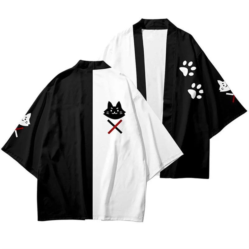 Hololive VTuber Ookami Mio Yukata Men Women Cardigan Loose Blouse Haori Obi Asian Clothes Harajuku Japanese Kimono Shirt