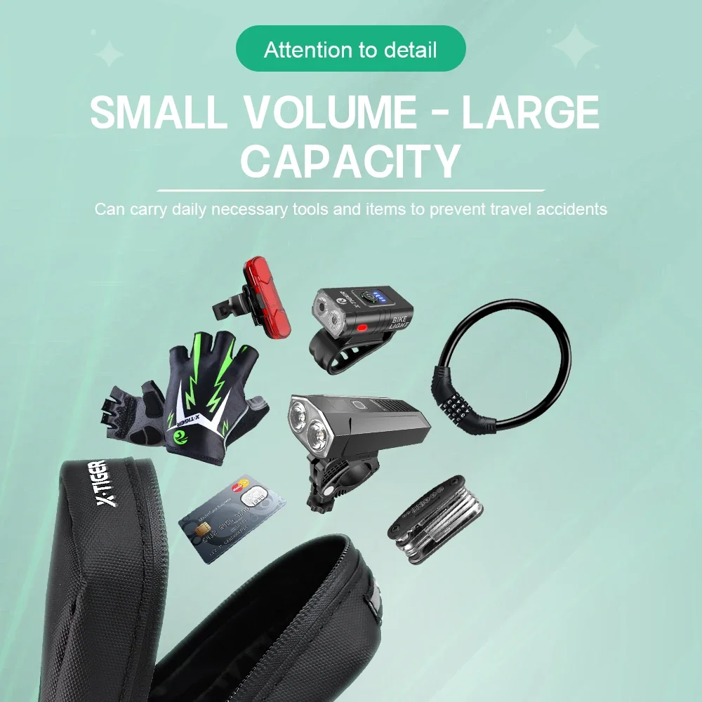 X-TIGER Borsa da sella per bicicletta Mini borsa da coda portatile MTB Mountain Road Bike BagStorage Accessorio da ciclismo riflettente - immagine 4
