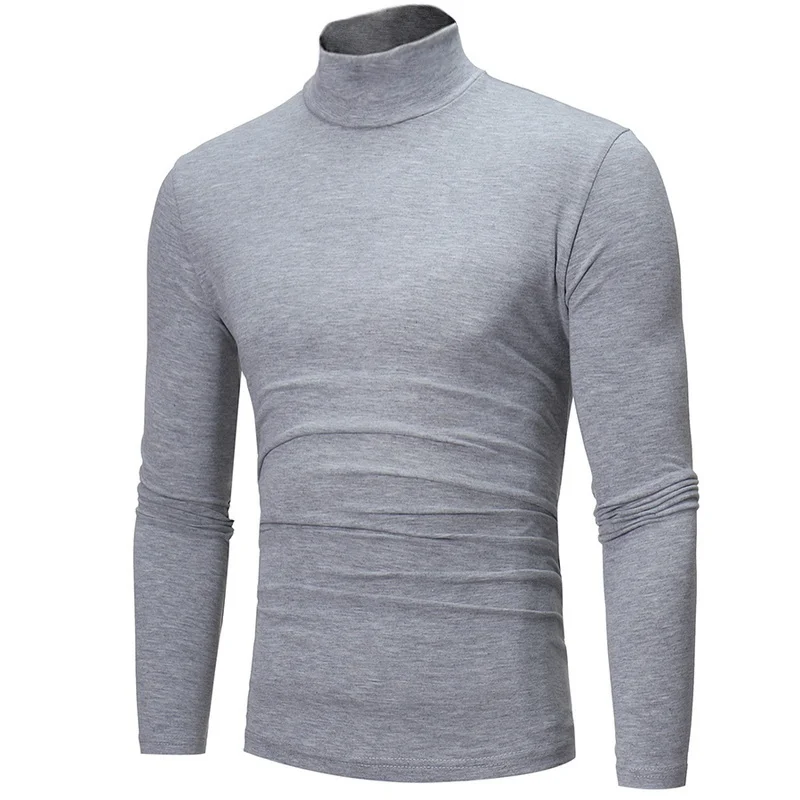 New Fashion Base Tee Shirt Men Slim Fit Knit High Neck Pullover Turtleneck Sweater Tops Shirt 5
