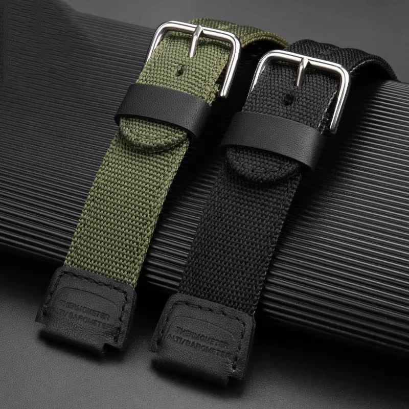 Durable Nylon Canvas Sports Watch Strap - Men's Adjustable Bracelet, Black