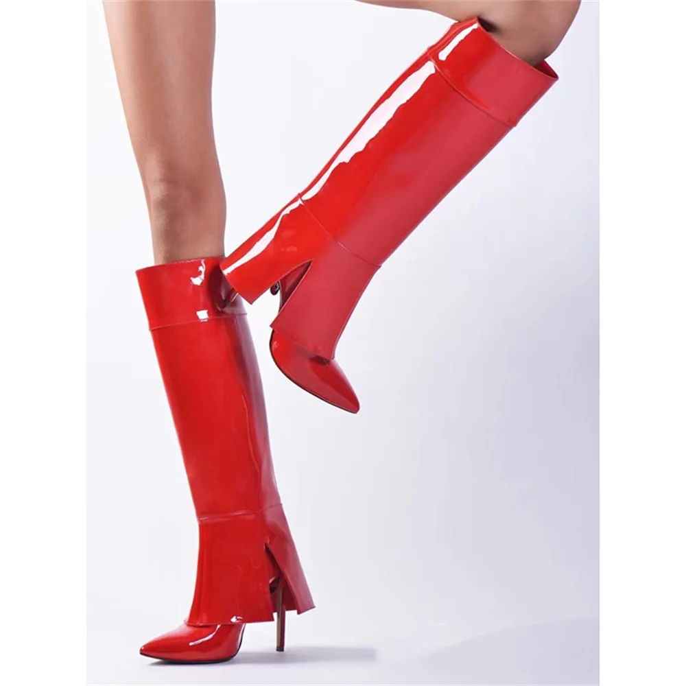 

2023 Autumn /Winnter Detachable New Women's High Stiletto Heel Pointed Toe Derma Slip On Over The Knee Boots Fashion Boots