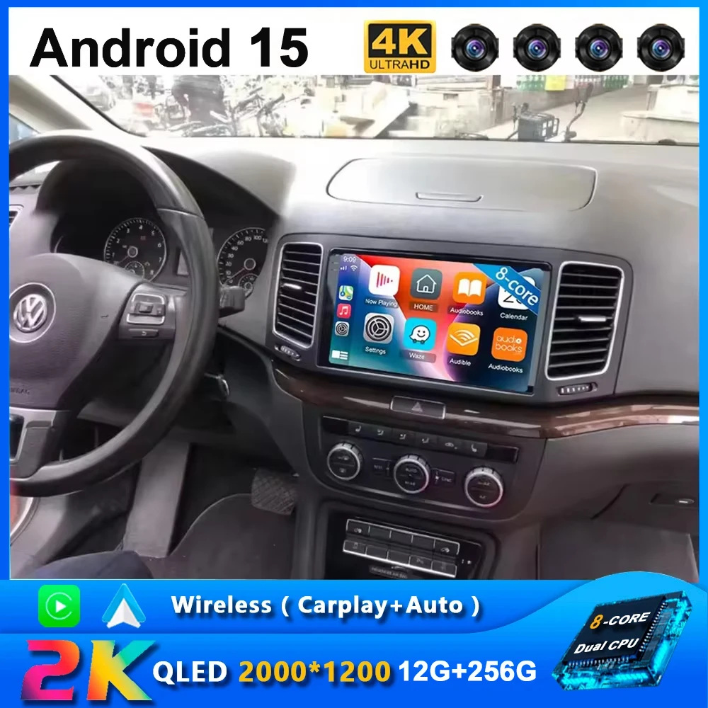 Android 15 Car Multimedia Player Radio For Volkswagen VW Sharan SEAT Alhambra 7N 2010 -