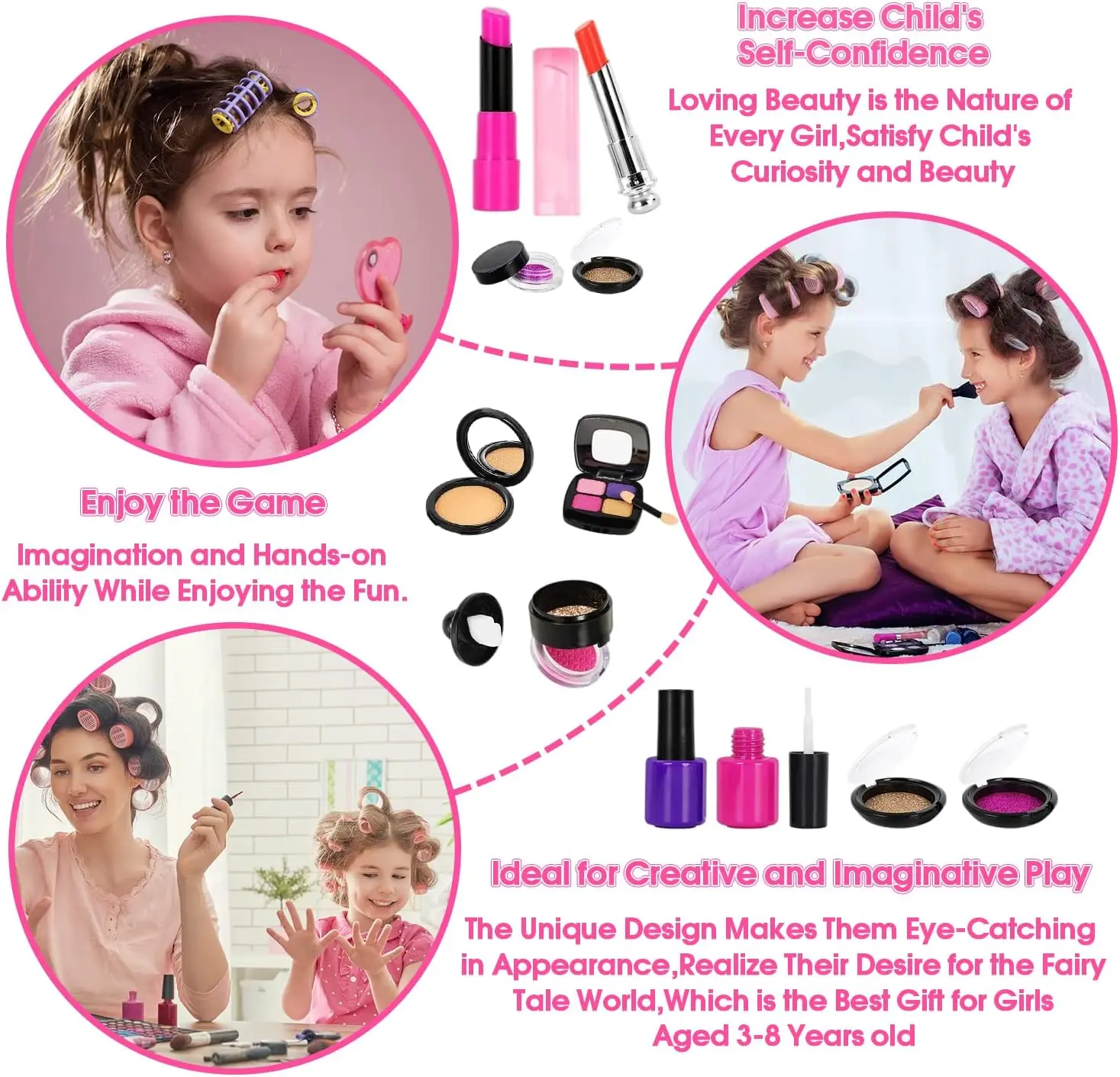 Boîte De Maquillage Pour Enfants Clickwoo - 25 Articles Non Toxiques Et Lavables - Fards, Poudres, Rouge à Lèvres