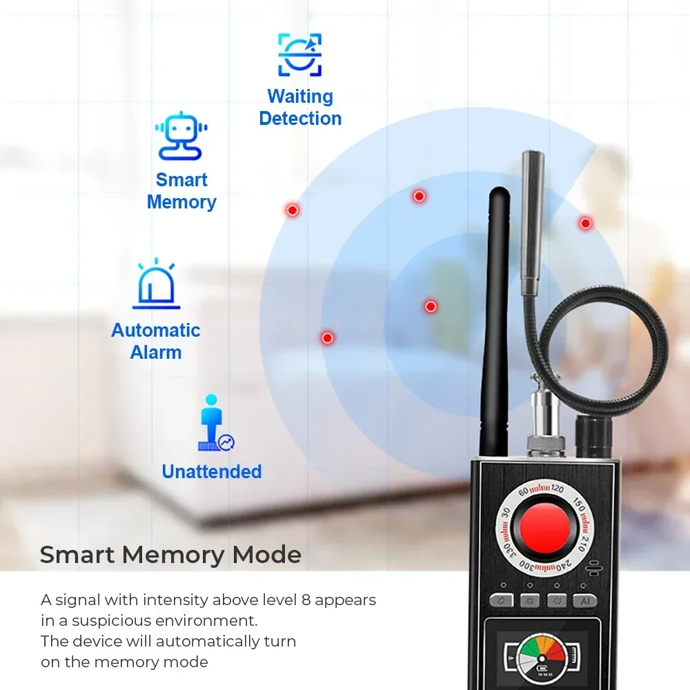 K18 Multi-function Anti Candid Camera Detector LED display GPS Bug hunter's signal lens Detect Machine Wireless Mini Camera
