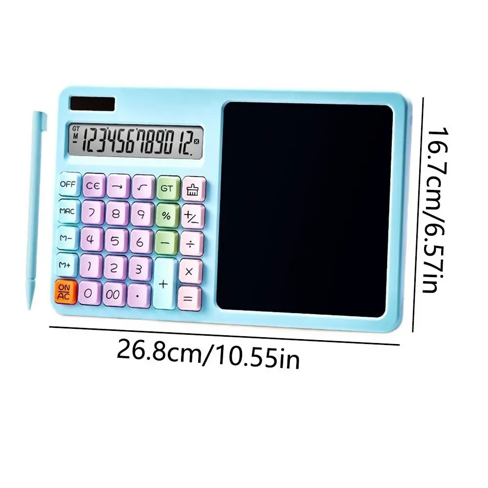 대형 LCD 디스플레이 계산기, 필기판 포함, 태양광 전원, 휴대용, 12자리, 태양광 계산기, 큰 버튼, 지울 수 있음