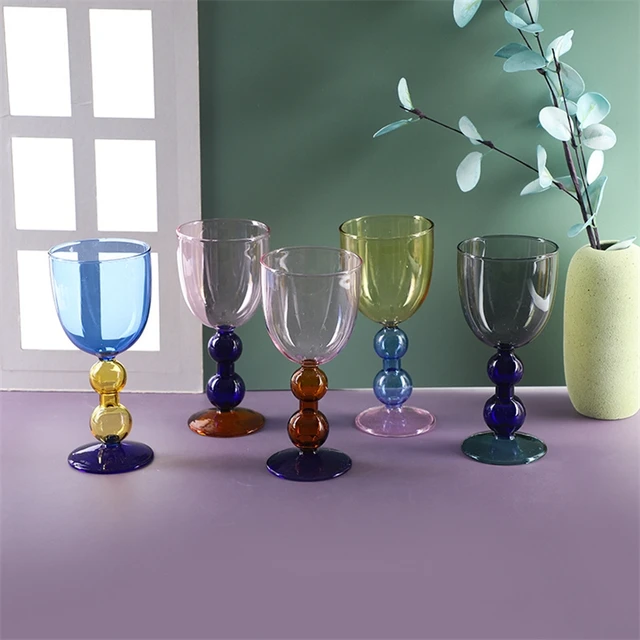 Creative Stained Glass Goblets Contrast Color Wine Glasses Ins