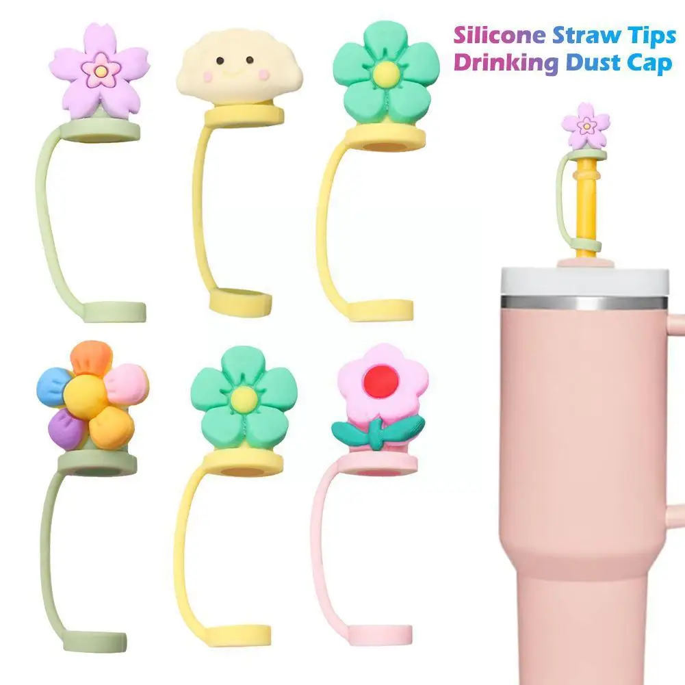 

1PC Cartoon Cute Straw Silicone Cover Reusable Drinking Accessories Airtight Tools Tips Straw Dust 6-8mm Sealing Plug Cap R0E1