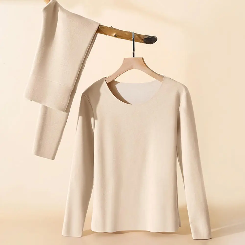 Long-sleeved Thermal Set Thermal Clothing Set Women's Winter Underwear O-neck Long Sleeve Tops High Waist Pants