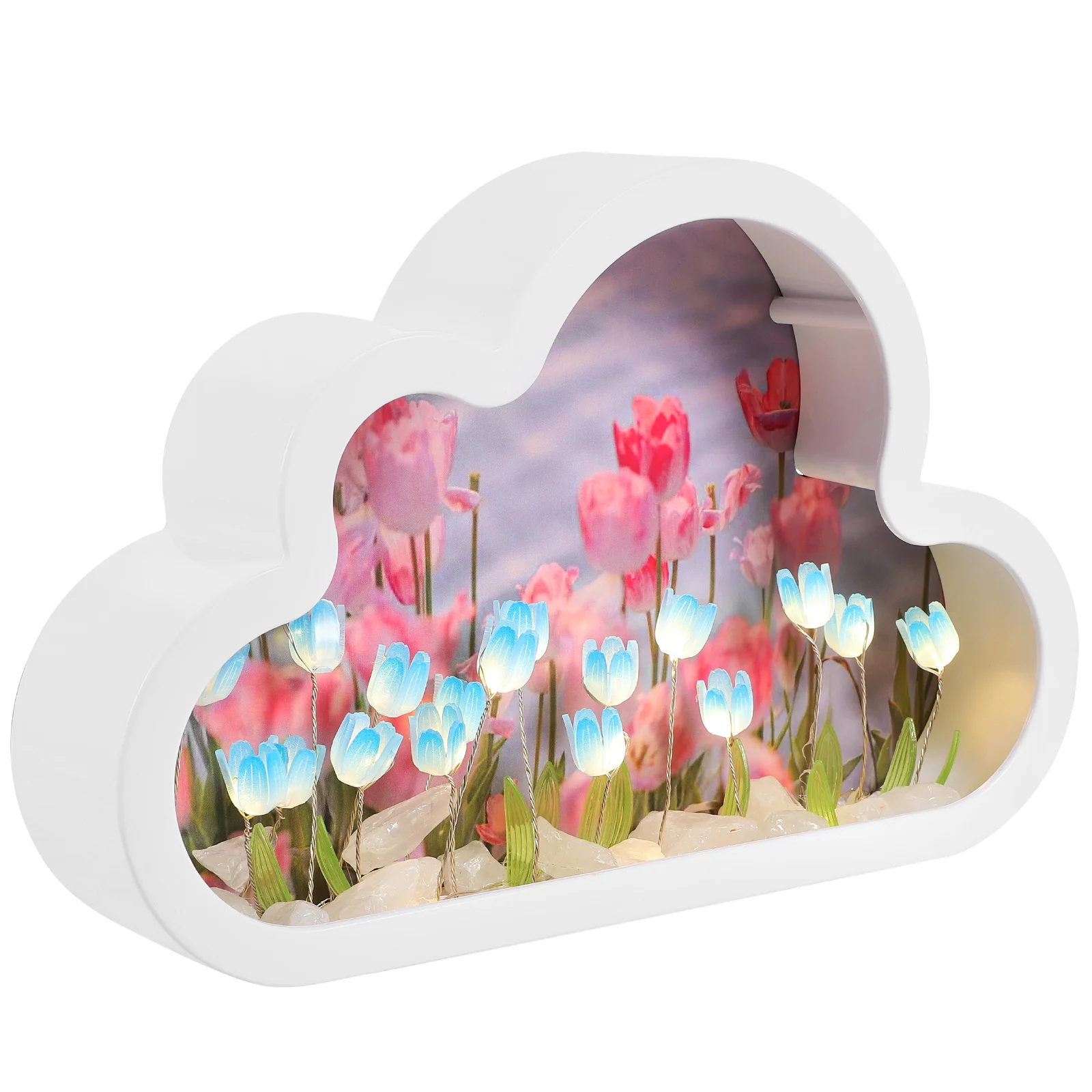 

Decor Forever Cloud Mirror Tulips Night Light Floral Small Table Lamps Plastic Decorative DIY