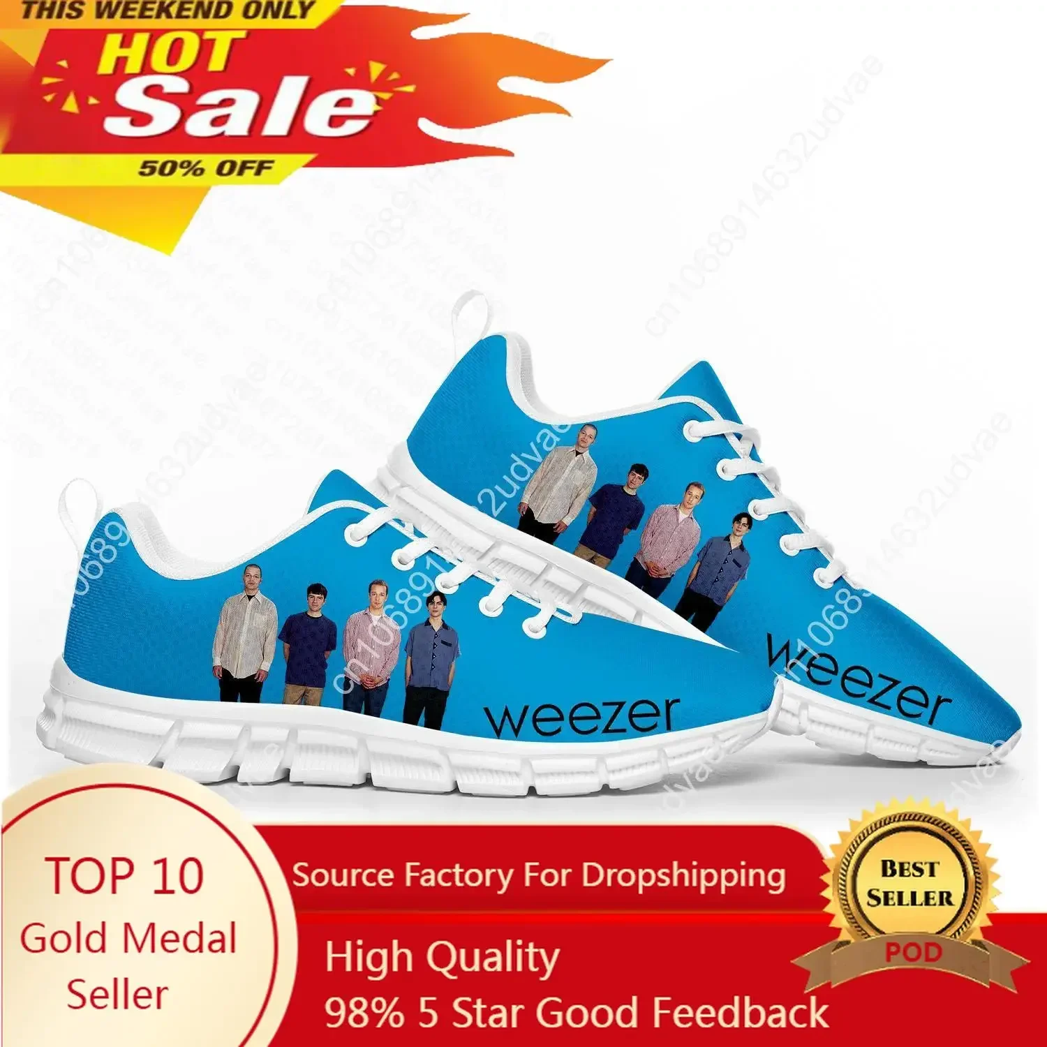 

Weezer Pop Rock Band Like Sports Shoes Mens Womens Teenager Kids Children Sneakers Casual Custom High Quality Couple Shoes White