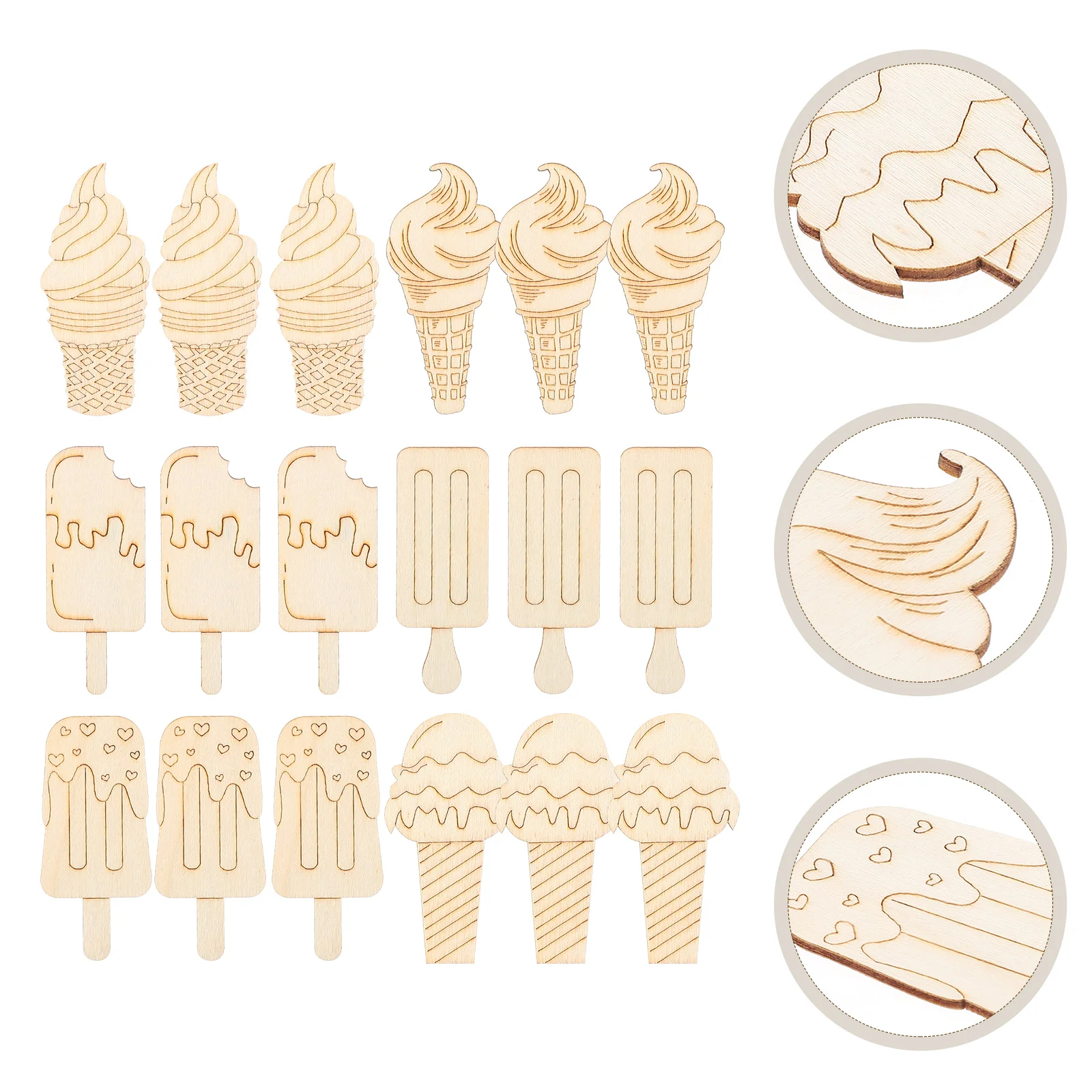

30pcs Unfinished Wood Cutouts Summer DIY Wood Cutouts Pieces Ornament for Kids Birthday Party Supplies