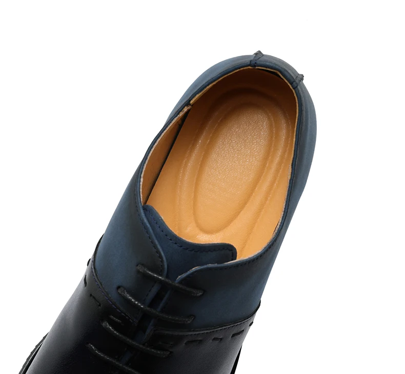 Große Business-formelle, gespleißte Oxford-Schuhe für Herren, bequeme Schnürschuhe aus Leder, für Büro, Hochzeit, Business, formell – Detail 15