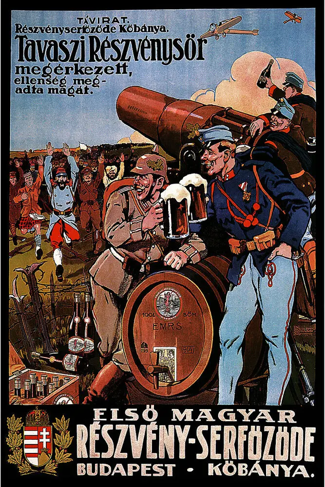 Bere Birra Vintage Ungherese World War One Ww1 Poster Di Propaganda Militare