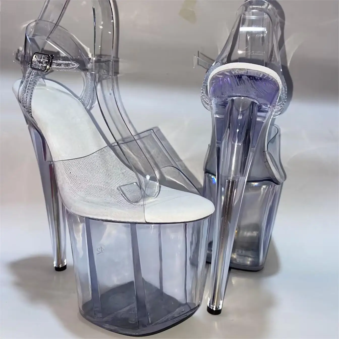 8 inch, summer sandals, crystal soles for parties and nightclubs, transparent 20 cm heels for models, dancing shoes