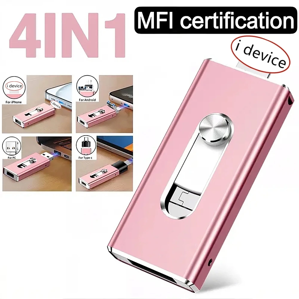 아이폰용 USB 3.0 플래시 드라이브 512G 4in1 외장 메모리 사진 저장 스틱..