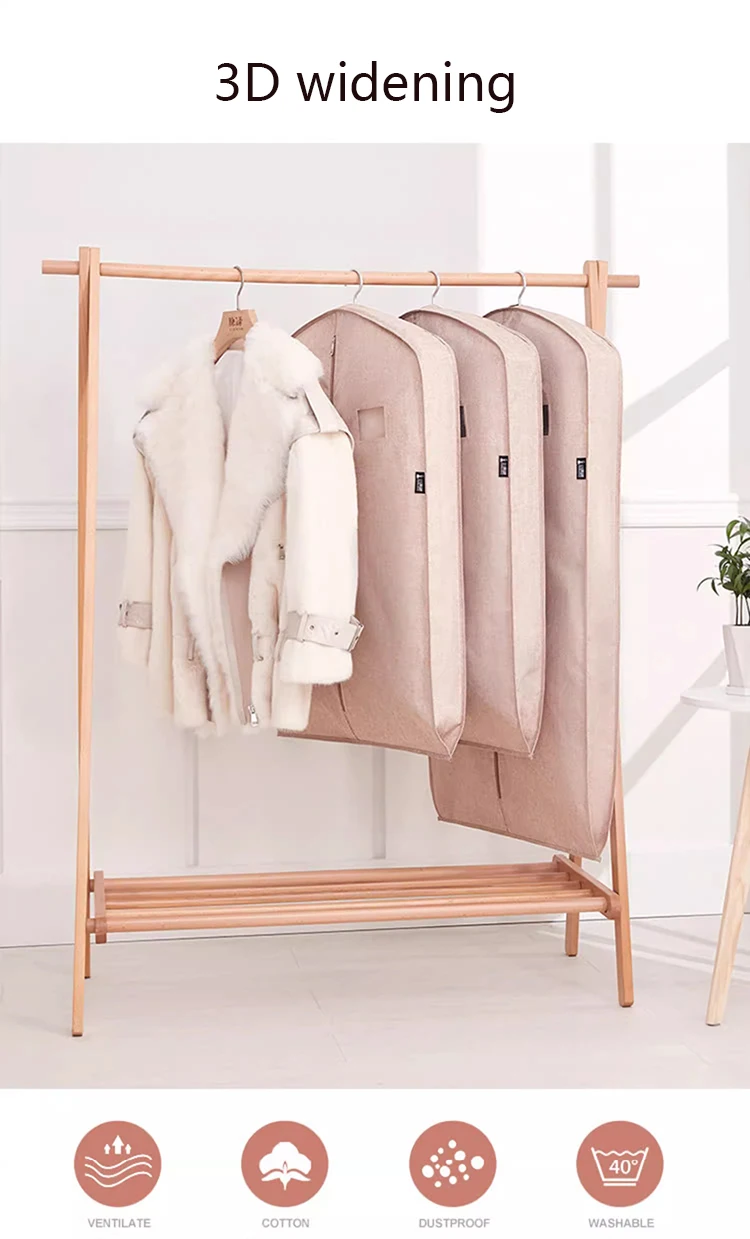 Description Picture 3 of itemClothes Dust Cover Hanging Organizer Wardrobe Garment Dress Coat Bags With Zipper Suit Case Dustproof Clothing Cover Oxford