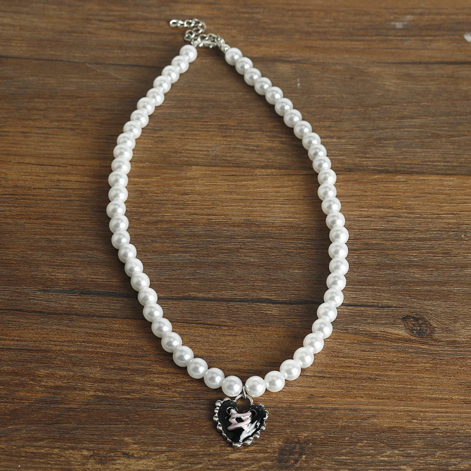 Heart/Cross Pearl Pendant Necklaces Sweet Clavicle Chain Necklace Jewelry Valentine's Day Present for Women and Girls
