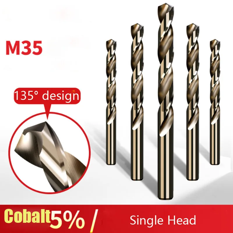 1.0-5.5mm Double /Single Head Cobalt Coated Twist Drill Bit Set  HSS M35 Round Handle Drill Bit for Metal Hole Cutter Tools