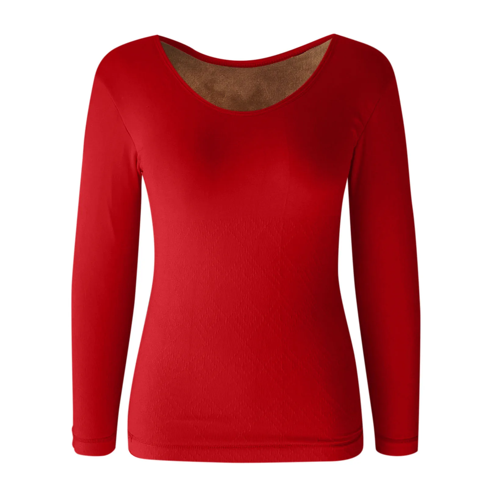 

Velvet Thermal Underwear Women's Winter Solid Color Slim Thick Inner Shirt Long Sleeve Thermal Shirt Tops Winter Clothes Women
