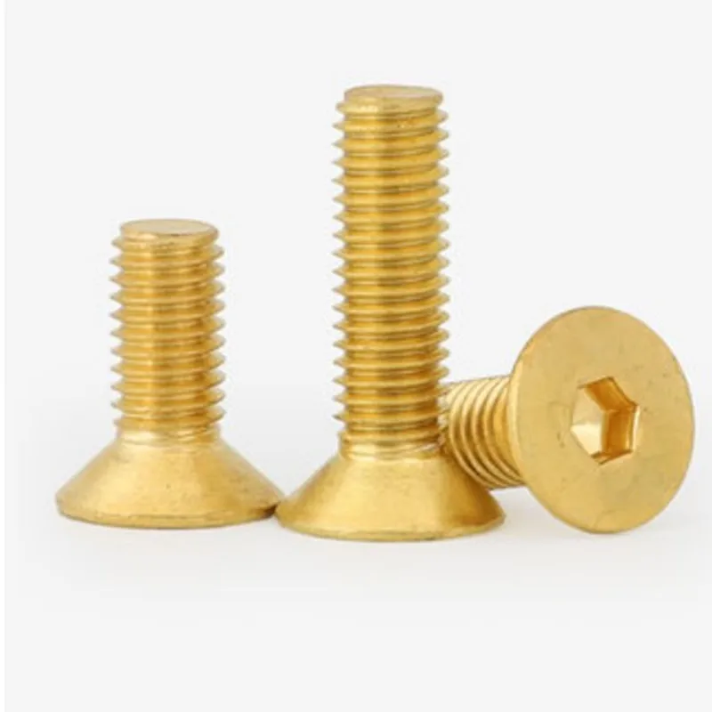 2-20pcs DIN7991 M2 M2.5 M3 M4 M5 M6 M8 Pure Brass Hexagon Socket Countersunk Head Screws