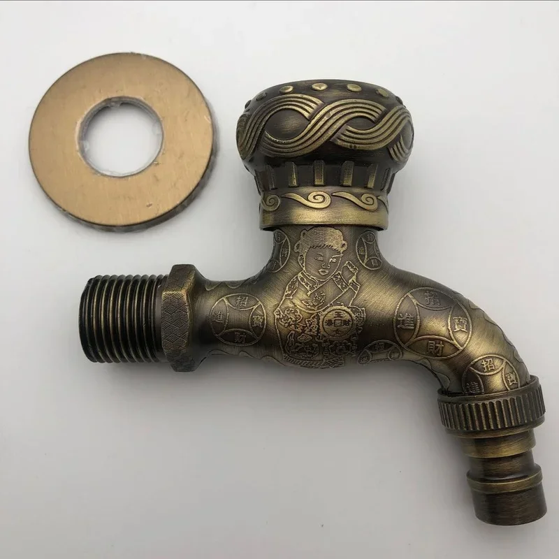 Carved Wall Bottle Tap Bibcock Zinc Alloy Retro Tap Decorative Outdoor Garden Faucet Washing Machine Mop Torneira De Parede
