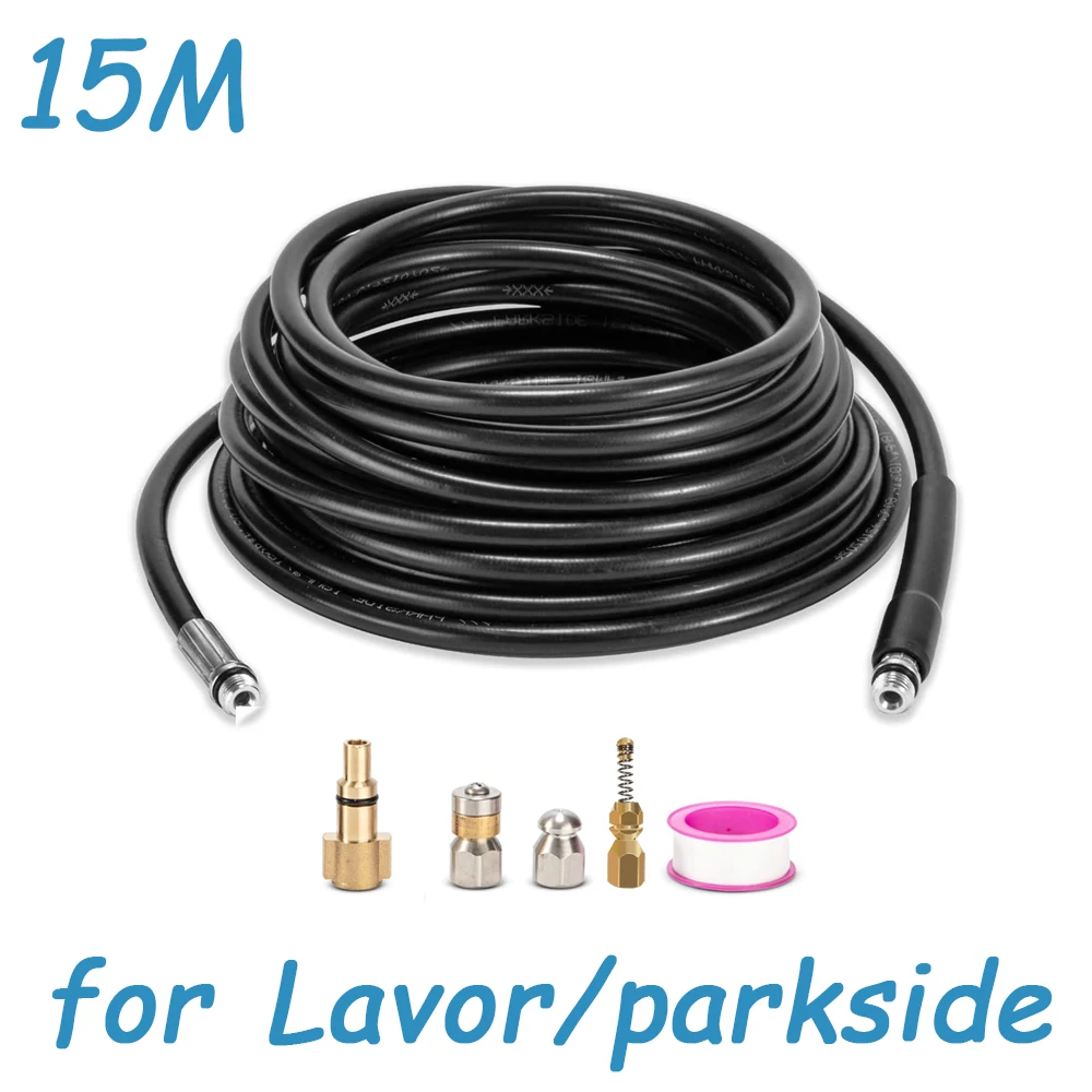Manguera De Limpieza Para Tuberías 15 M - Compatible Con Karcher K2-K7, Bosch, Parkside | Incluye Boquillas Y Adaptadores