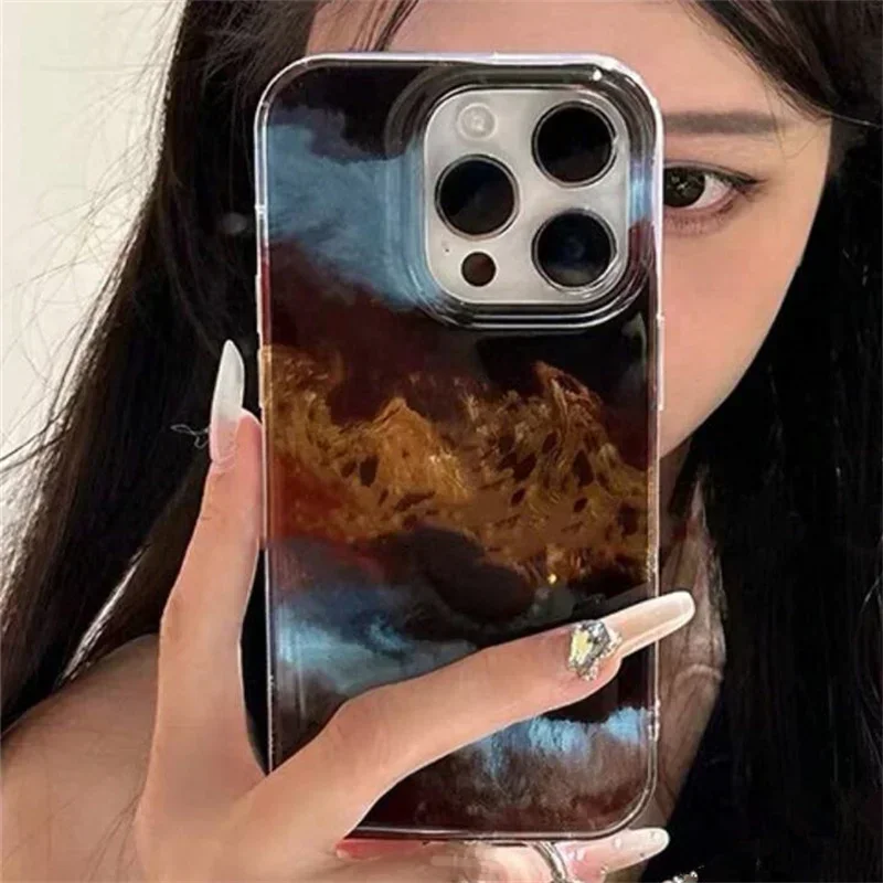 Vortex Pattern Amber Black Brown Blend Silicone Phone Case For iPhone 17 16 11 12 13 14 15 Pro Max XR Plus SE2 16E 17 Air Cover — view 6
