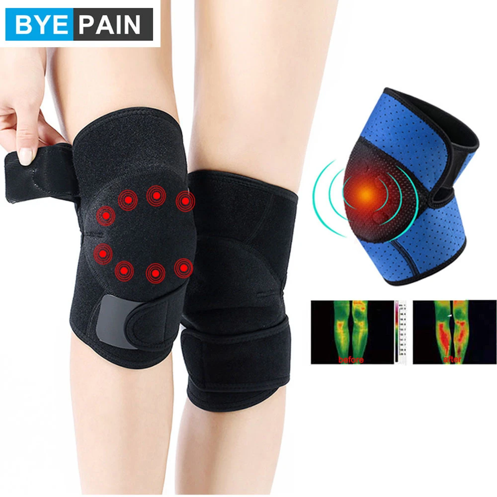 1pair Byepain Adjustable Tourmaline Self Heating Knee Brace Sleeve