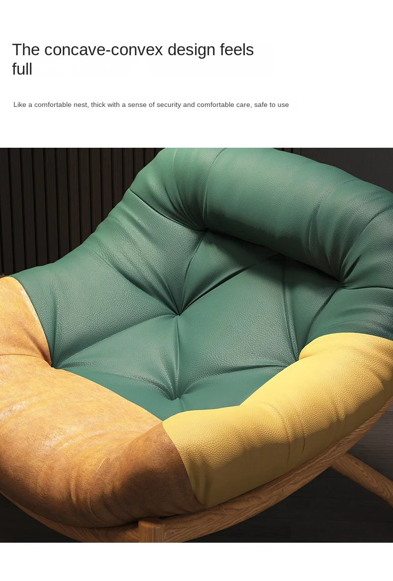 X&D Lazy Cowhide High Rebound Sofa Chair Single Person Light Luxury Lazy Sofa Chair Italian Minimalist Living Room Leisure Chair