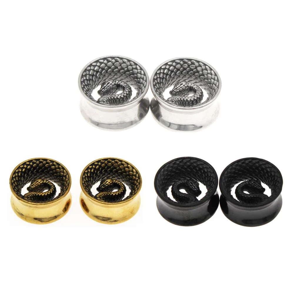 

Miqiao 1 Pair Stainless Steel Ear Plugs Tunnels 8-25mm Snake Ear Expander Gauges Dilataciones Piercing Oreja Jewelry