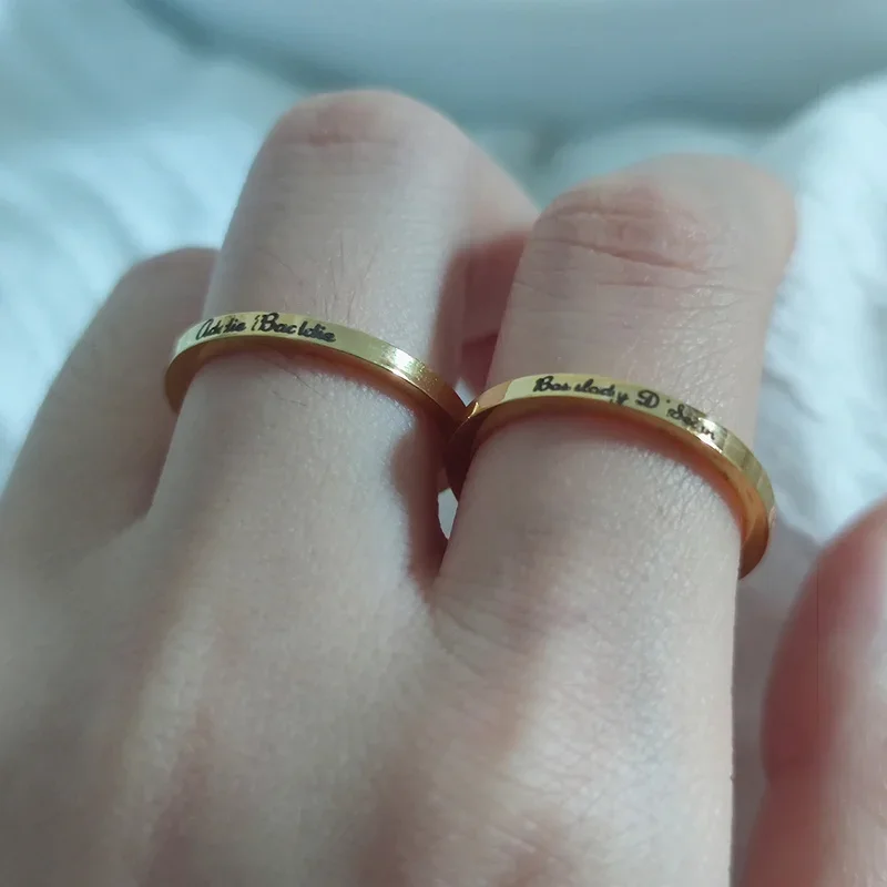 Custom Engraving Name Women Ring Stainless Steel Jewelry Personalized Trend Romantic Men Ring Valentines Day Gift for Girlfriend
