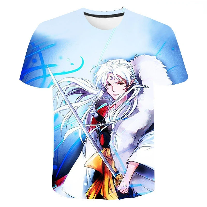 

2023 New Fashion Anime Inuyasha T-shirt Boys Girls Kids 3D Printed Short Sleeve Men Women Summer Casual Streetwear Cool Tops