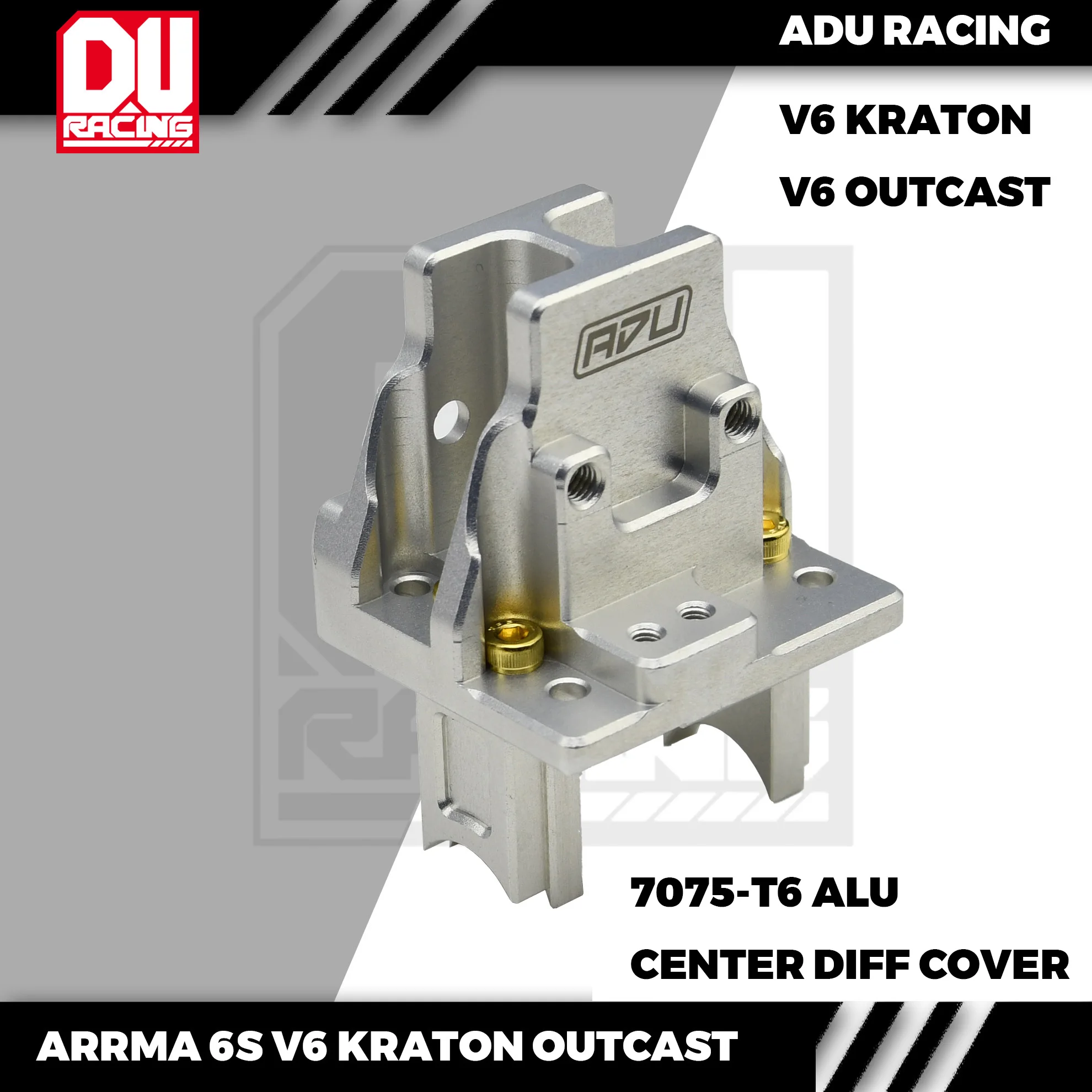 ADU Racing CENTER DIFF GEAR COVER CNC 7075 T6 ALUMINUM ARRMA 6S V6 KRATON OUTCAST
