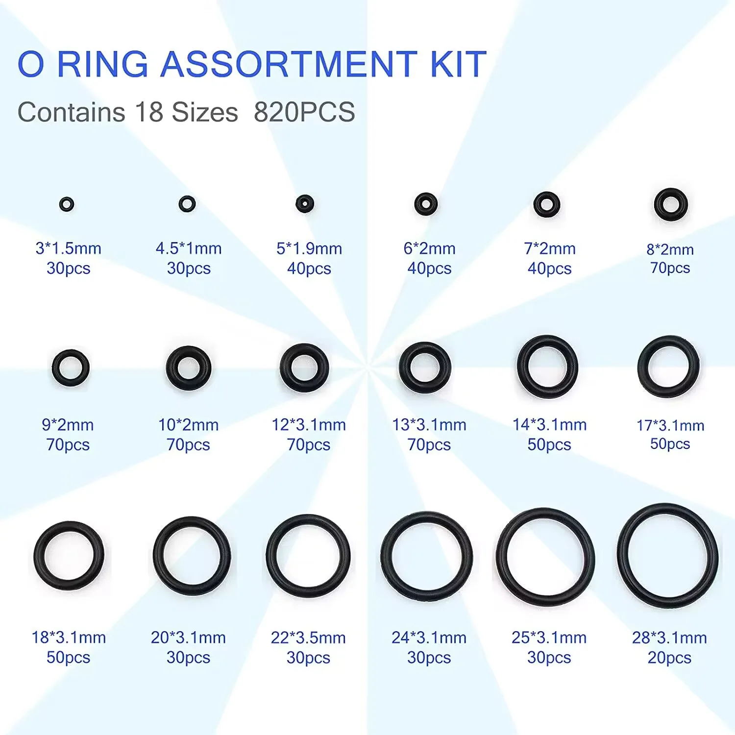 Silicone O-ring Assortment Kit  Rubber O-ring Assortment Kit