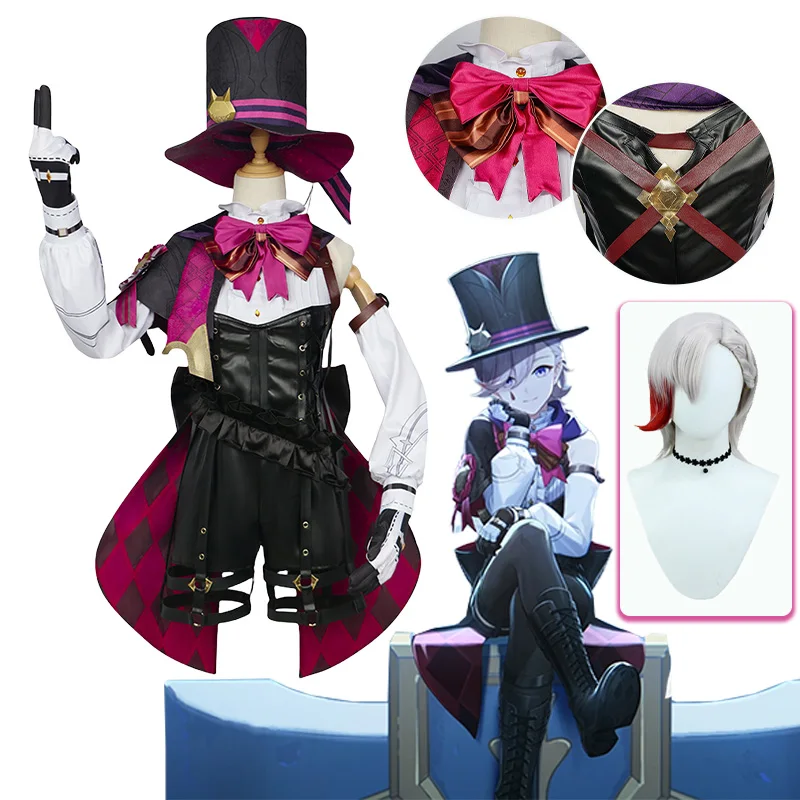 

Lyney Genshin Impact Cosplay Costume Game Lyney Cosplay Genshin Wig Magician Uniform Halloween Carnival Costumes for Women