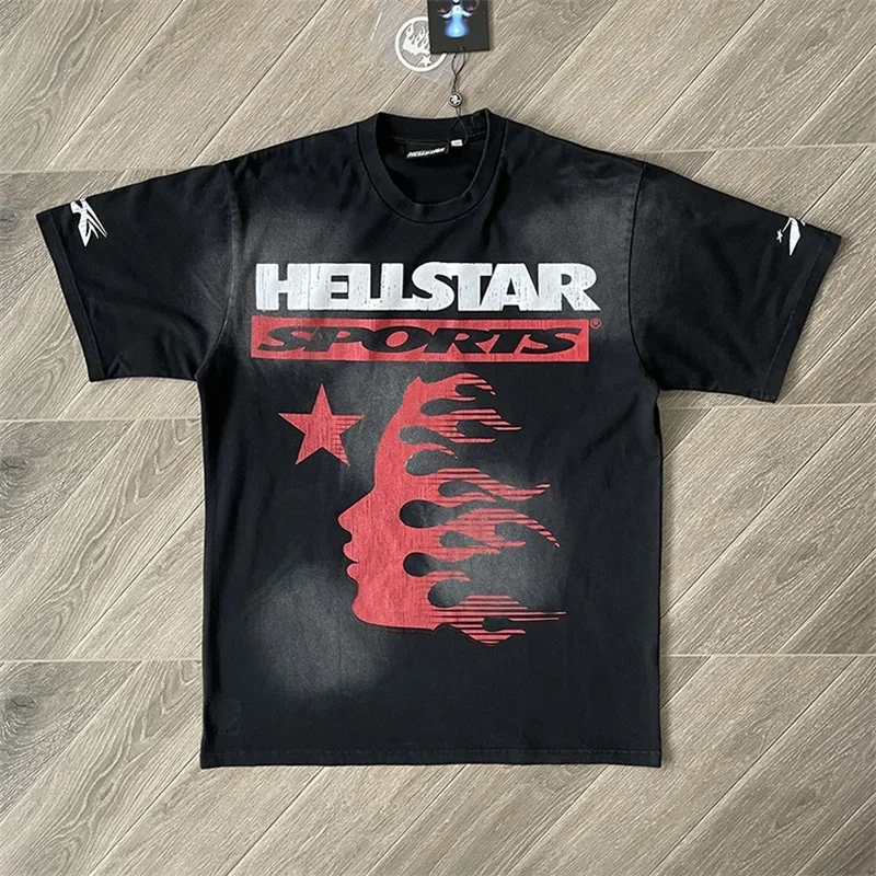 

24ss Black Washed HELLSTAR Studios Family Tee Men Women 1:1 Best Quality Oversized Pure Cotton Casual T Shirt