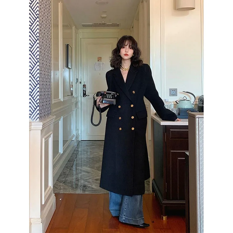 2023 Autumn And Winter New Korean Version Fashion And Temperament Slim Fit Mid Length Thickened Wool Coat Women's Trend 2023 winter new women s cotton clothing fashion trend korean version cotton coat waist 5 short large wool collar cotton jacket