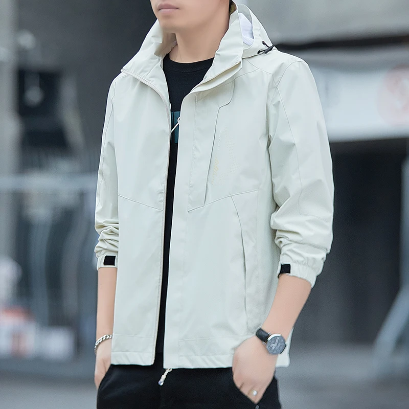 Autumn Men's Jacket Fashionable Windproof and Waterproof Detachable Hat Outdoor Sports Mountaineering windbreaker Men Stormcoat