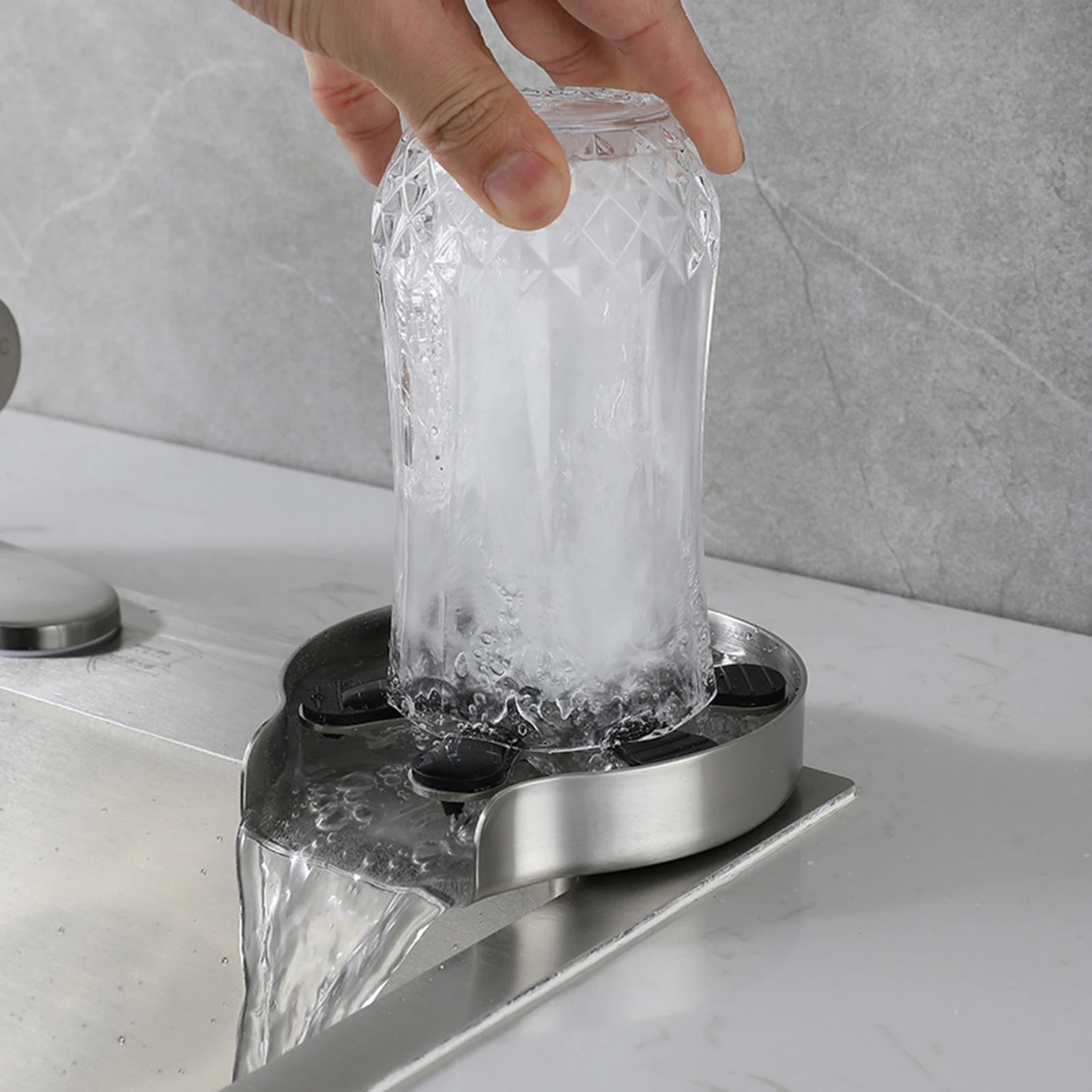 Sink Faucet Glass Rinser Accessories DIY Replacement Bottle Cup Washer Attachment Efficient Wide Application Cup Cleaner Sturdy glass cup washer