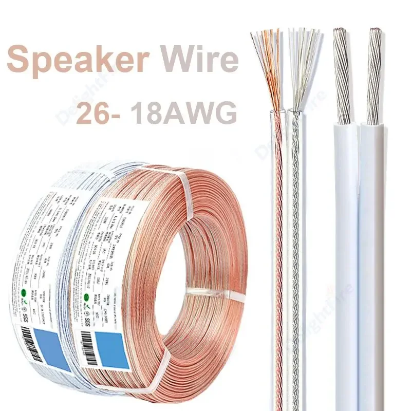 

Speaker Wire Electrical Wires Tinned Copper Wire 2 Pin 22 AWG Extension Cable For Speakers Audio Headphone LED Strip Lamp Bulb