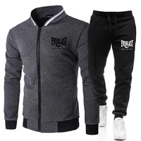 Ensemble de veste et pantalon EVERLAST BOXING pour homme, col montant, style streetwear, printemps-automne, décontracté, avec poches zippées, pour l'extérieur 6