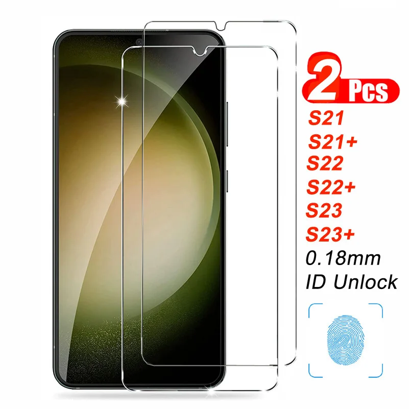 2 Pezzi Di Vetro Temperato Per Samsung Galaxy S24 Ultra S23 S22 S21 Plus S23 + S22 + S21 + 5G Proteggi Schermo Finger Id Support 0.18Mm
