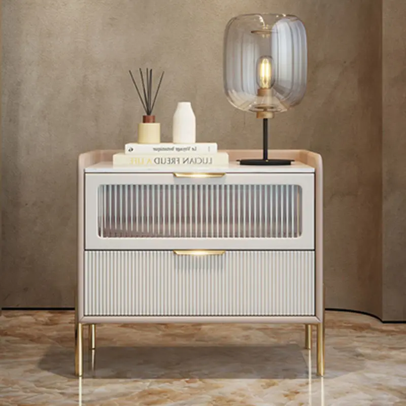 

Light Luxury Bedside Table Rock Panel Sideboard Modern Minimalist Bedroom Storage Cabinet Bedside Furniture Mesas De Cabeceira