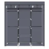 69" Portable Clothes Closet Non-Woven Fabric Wardrobe Double Rod Storage Organizer Gray 5