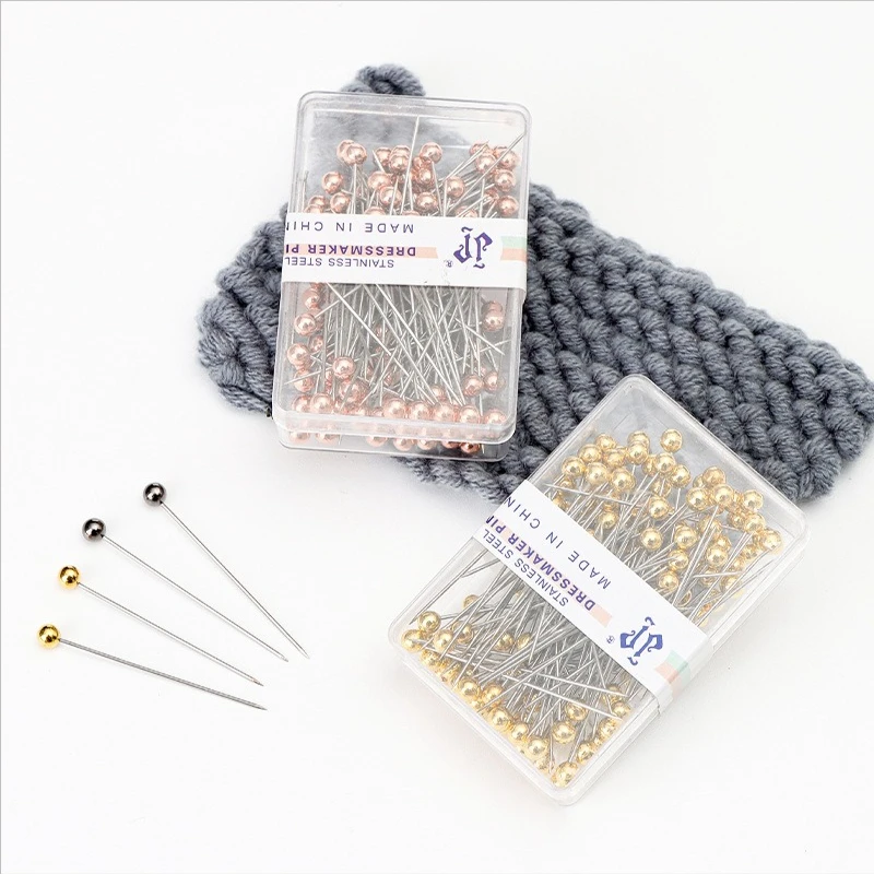 100 개/상자 바느질 핀 라운드 진주 공 여러 가지 빛깔의 머리 핀 Dressmaker 위치 DIY 쥬얼리 장식에 대 한 스트레이트 퀼트 핀