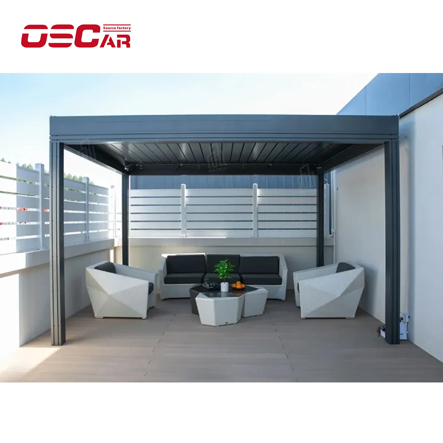 Garraf-pérgola eléctrica Para decoración De jardín, nuevo diseño, hoja giratoria Para techo De exterior, pérgolas De Madera Para jardín