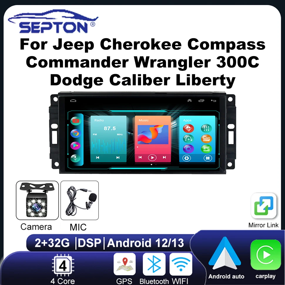 

SEPTON for Jeep Cherokee Compass Commander Wrangler 300C Dodge Caliber Liberty 2009 2008 2010 2011 Car Radio Carplay Autoeadio