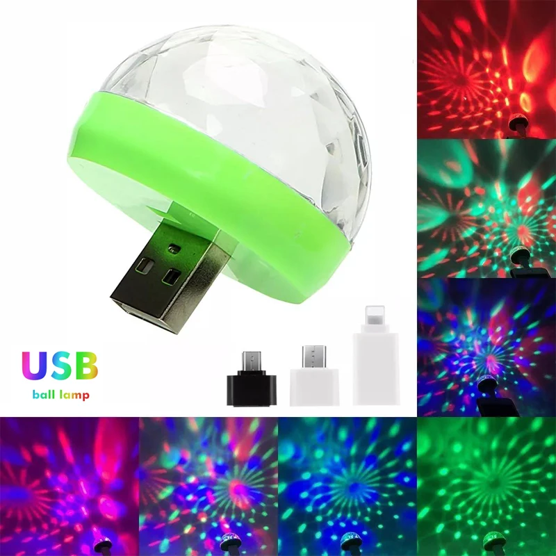 

USB Stage Lights Mini LED Atmosphere Light Stage DJ Disco Ball Lamp Indoor Home Party USB To Apple Android Phone Disco Light