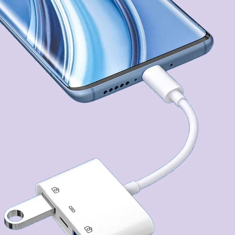 3 in 1 USB C - USB OTG 카드 리더기 플래시 드라이브(유형 C 충전 포트 포함) 유형 C 전화 어댑터용 U 디스크/마우스/키보드 연결